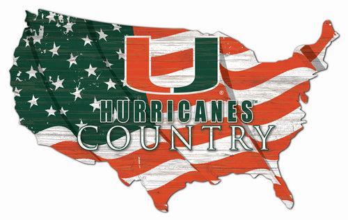 Miami Hurricanes USA Shape Flag Cutout