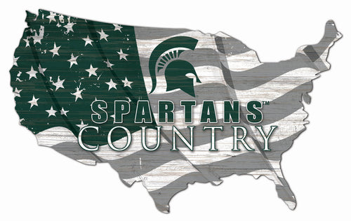Michigan State Spartans USA Shape Flag Cutout