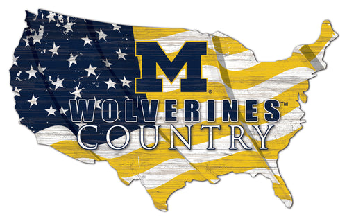 Michigan Wolverines USA Shape Flag Cutout