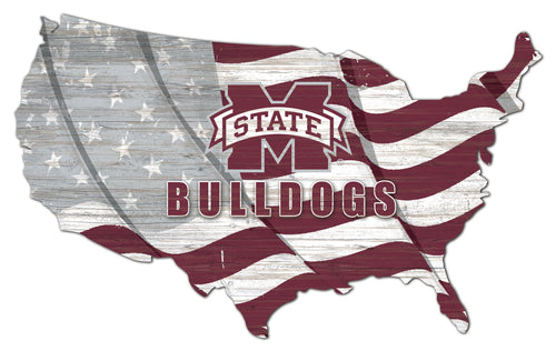 Mississippi State Bulldogs USA Shape Flag Cutout