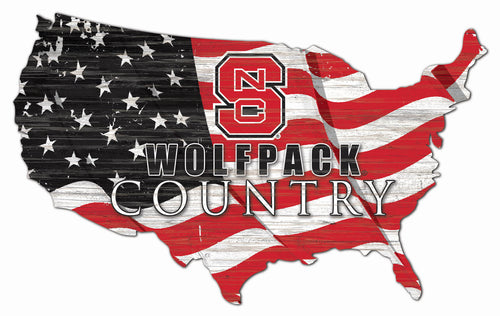 NC State Wolfpack USA Shape Flag Cutout