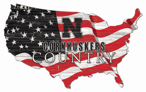 Nebraska Cornhuskers USA Shape Flag Cutout