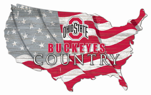 Ohio State Buckeyes USA Shape Flag Cutout