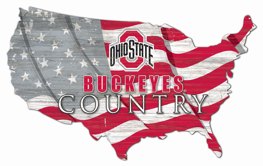 Ohio State Buckeyes USA Shape Flag Cutout