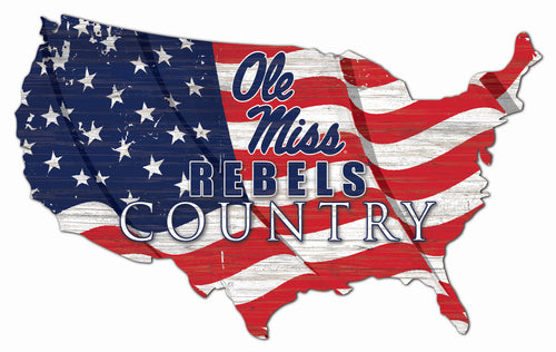 Ole Miss Rebels USA Shape Flag Cutout