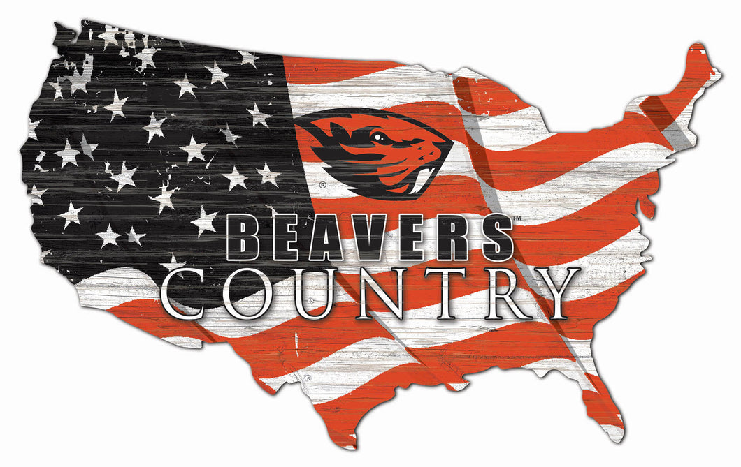 Oregon State Beavers USA Shape Flag Cutout