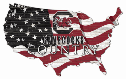 South Carolina Gamecocks USA Shape Flag Cutout