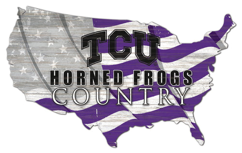 TCU Horned Frogs USA Shape Flag Cutout