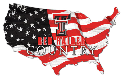 Texas Tech Red Raiders USA Shape Flag Cutout