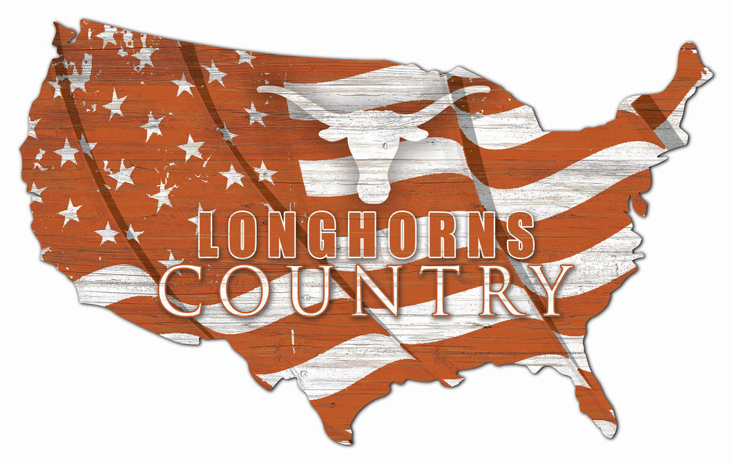 Texas Longhorns USA Shape Flag Cutout