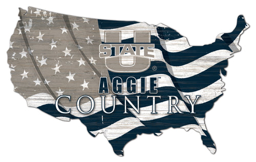 Utah State Aggies USA Shape Flag Cutout