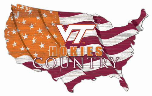 Virginia Tech Hokies USA Shape Flag Cutout