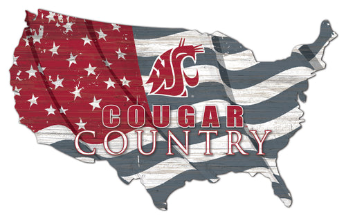 Washington State Cougars USA Shape Flag Cutout