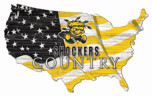 Wichita State Shockers USA Shape Flag Cutout