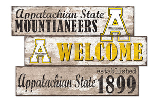 Appalachian State Mountaineers Welcome 3 Plank Wood Sign