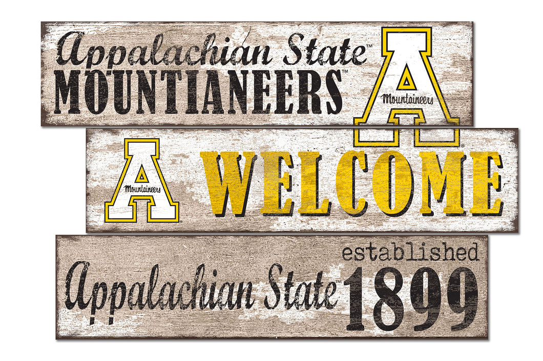 Appalachian State Mountaineers Welcome 3 Plank Wood Sign