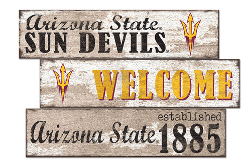 Arizona State Sun Devils Welcome 3 Plank Wood Sign