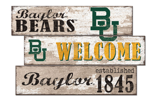 Baylor Bears Welcome 3 Plank Wood Sign