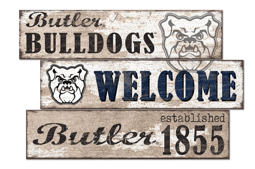 Butler Bulldogs Welcome 3 Plank Wood Sign