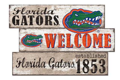 Florida Gators Welcome 3 Plank Wood Sign