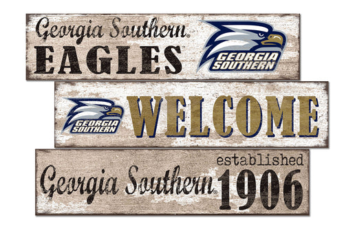 Georgia Southern Eagles Welcome 3 Plank Wood Sign
