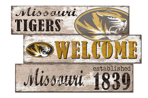 Missouri Tigers Welcome 3 Plank Wood Sign
