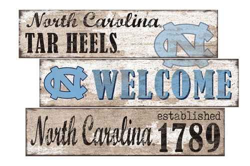 North Carolina Tar Heels Welcome 3 Plank Wood Sign