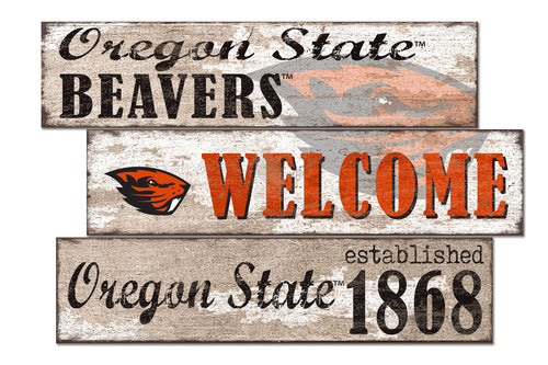 Oregon State Beavers Welcome 3 Plank Wood Sign