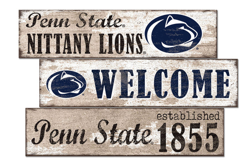 Penn State Nittany Lions Welcome 3 Plank Wood Sign