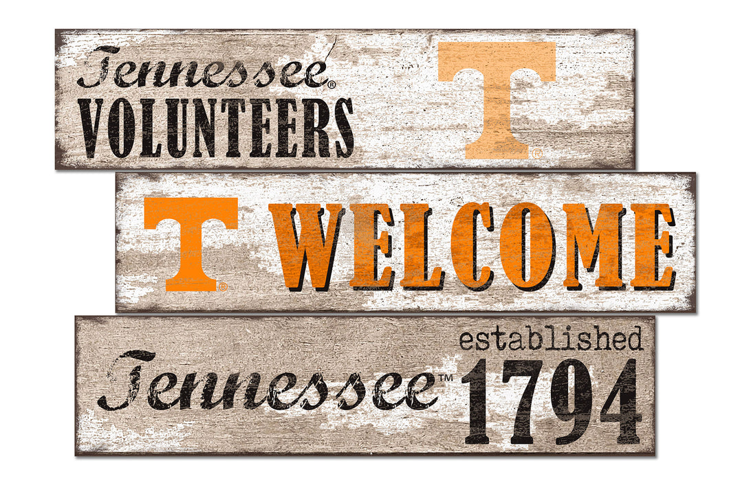 Tennessee Volunteers Welcome 3 Plank Wood Sign