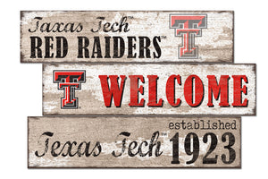 Texas Tech Red Raiders Welcome 3 Plank Wood Sign