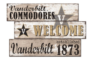 Vanderbilt Commodores Welcome 3 Plank Wood Sign