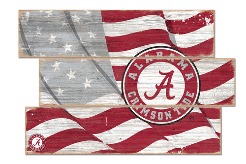 Alabama Crimson Tide Flag Plank Wood Sign