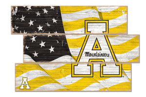 Appalachian State Mountaineers Flag Plank Wood Sign