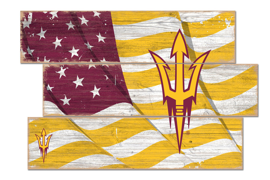 Arizona State Sun Devils Flag Plank Wood Sign