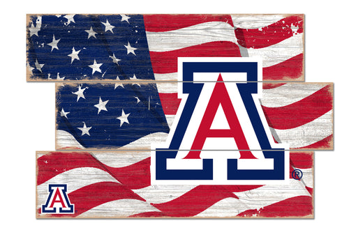 Arizona Wildcats Flag Plank Wood Sign