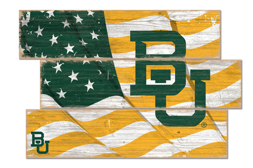 Baylor Bears Flag Plank Wood Sign