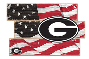 Georgia Bulldogs Flag Plank Wood Sign
