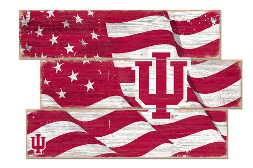 Indiana Hoosiers Flag Plank Wood Sign