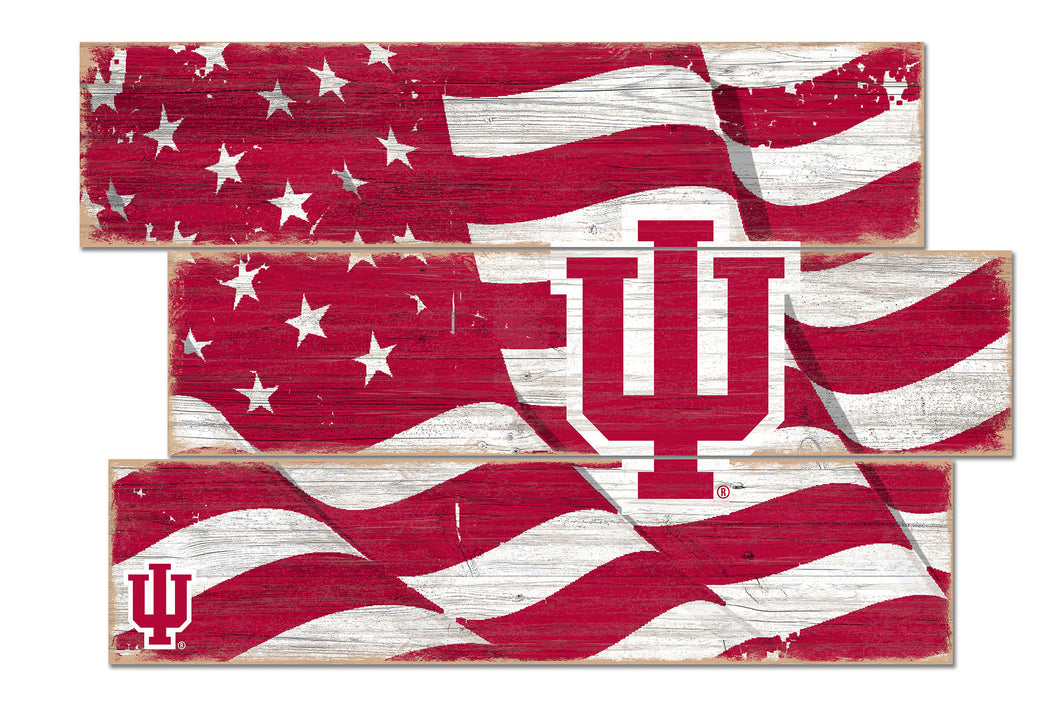 Indiana Hoosiers Flag Plank Wood Sign