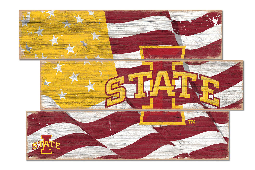 Iowa State Cyclones Flag Plank Wood Sign