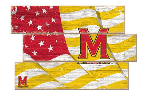 Maryland Terrapins Flag Plank Wood Sign