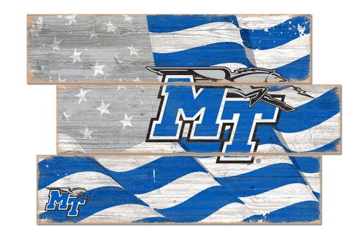 Middle Tennessee State Blue Raiders Flag Plank Wood Sign