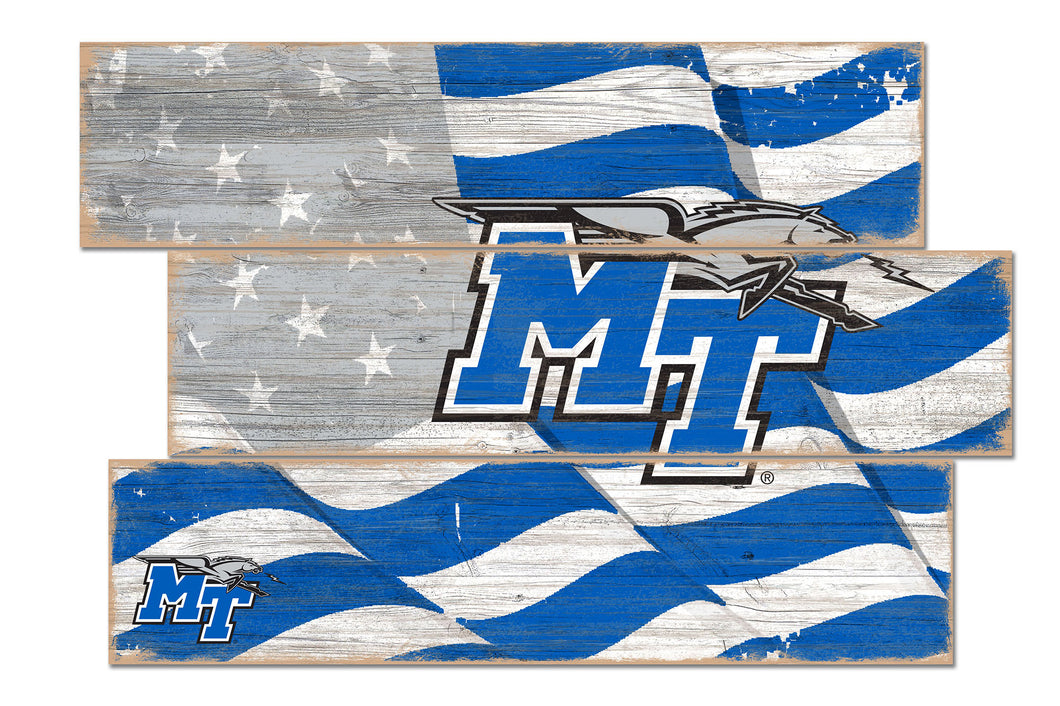 Middle Tennessee State Blue Raiders Flag Plank Wood Sign