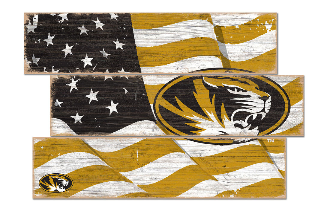 Missouri Tigers Flag Plank Wood Sign