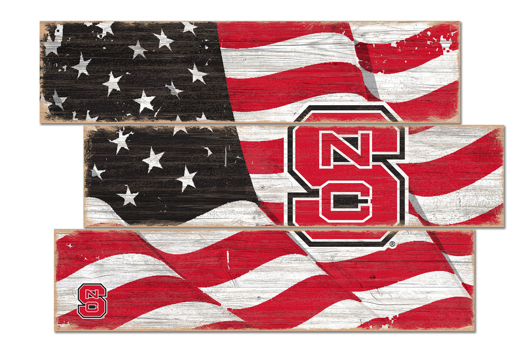 NC State Wolfpack Flag Plank Wood Sign