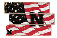 Nebraska Cornhuskers Flag Plank Wood Sign