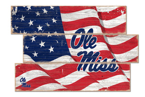 Ole Miss Rebels Flag Plank Wood Sign