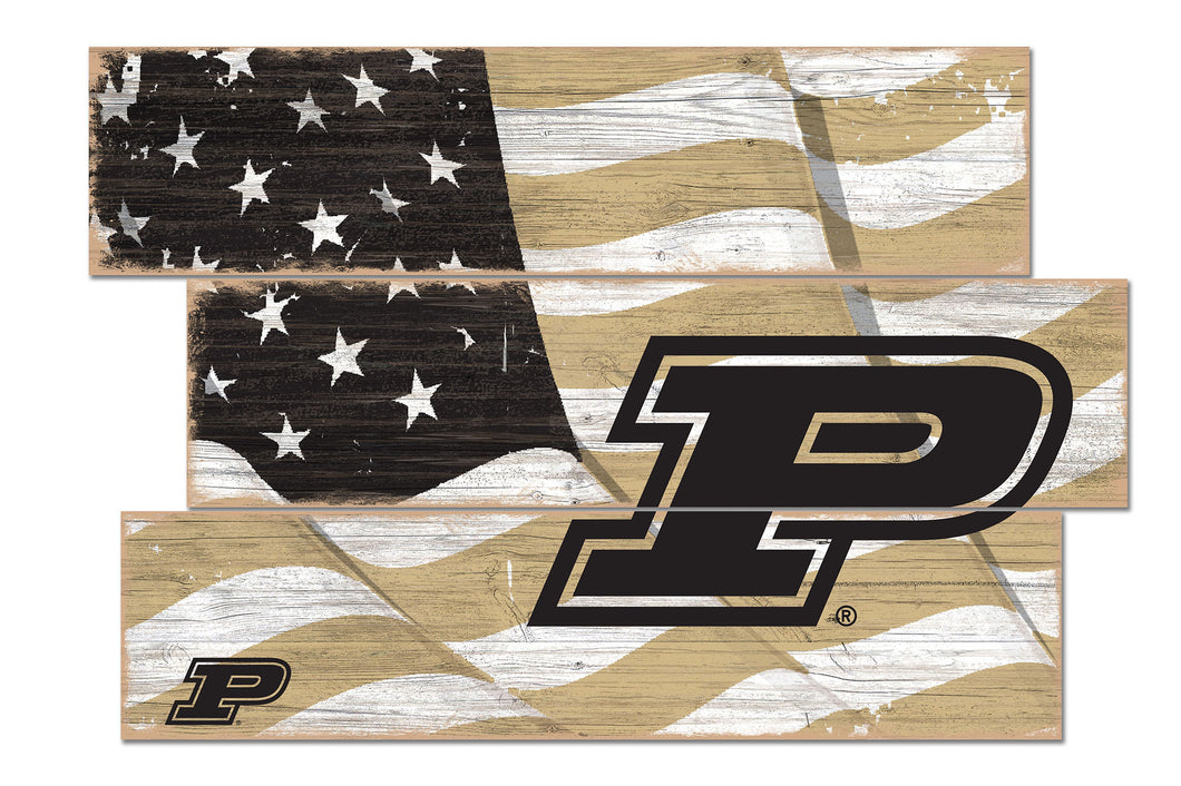 Purdue Boilermakers Flag Plank Wood Sign