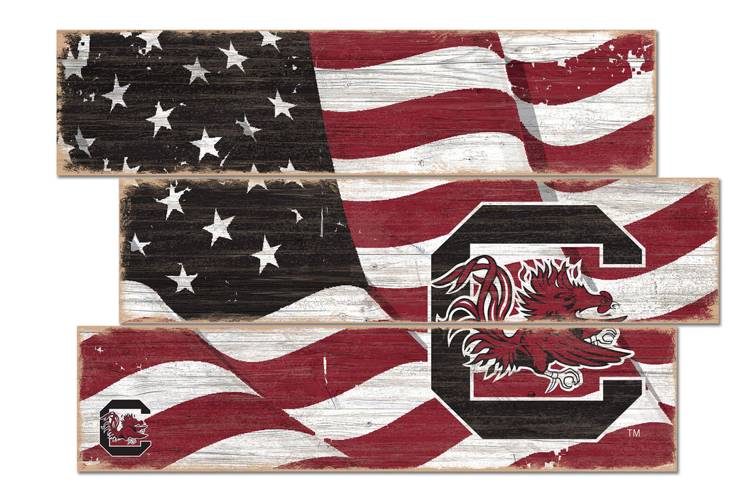 South Carolina Gamecocks Flag Plank Wood Sign